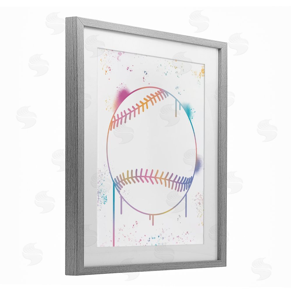Marcus Prime Graffiti Baseball Drip Gray Framed Print Under Glass Art