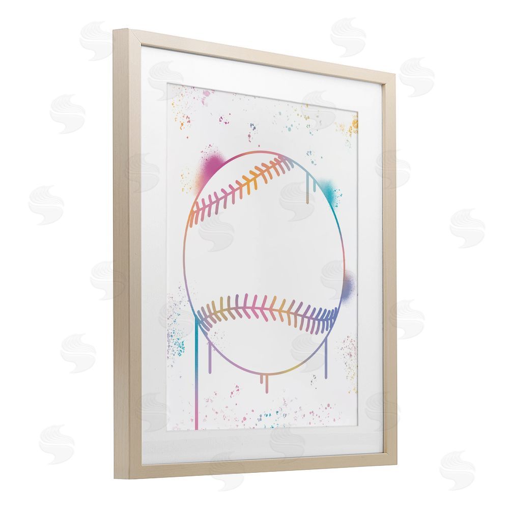 Marcus Prime Graffiti Baseball Drip Birch Framed Print Under Glass Art
