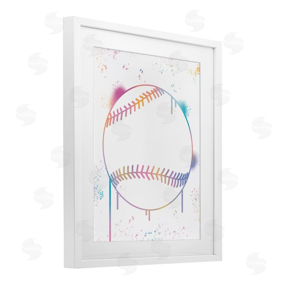 Marcus Prime Graffiti Baseball Drip White Framed Print Under Glass Art