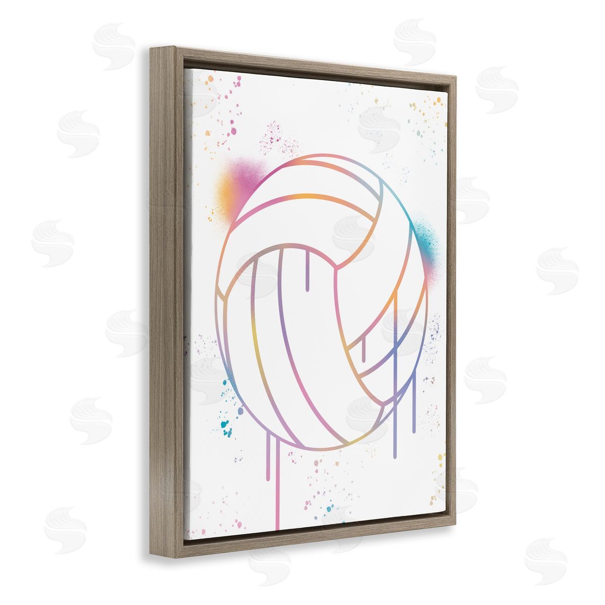 Marcus Prime Graffiti Volleyball Drip Brown Floating Frame Canvas Art Print