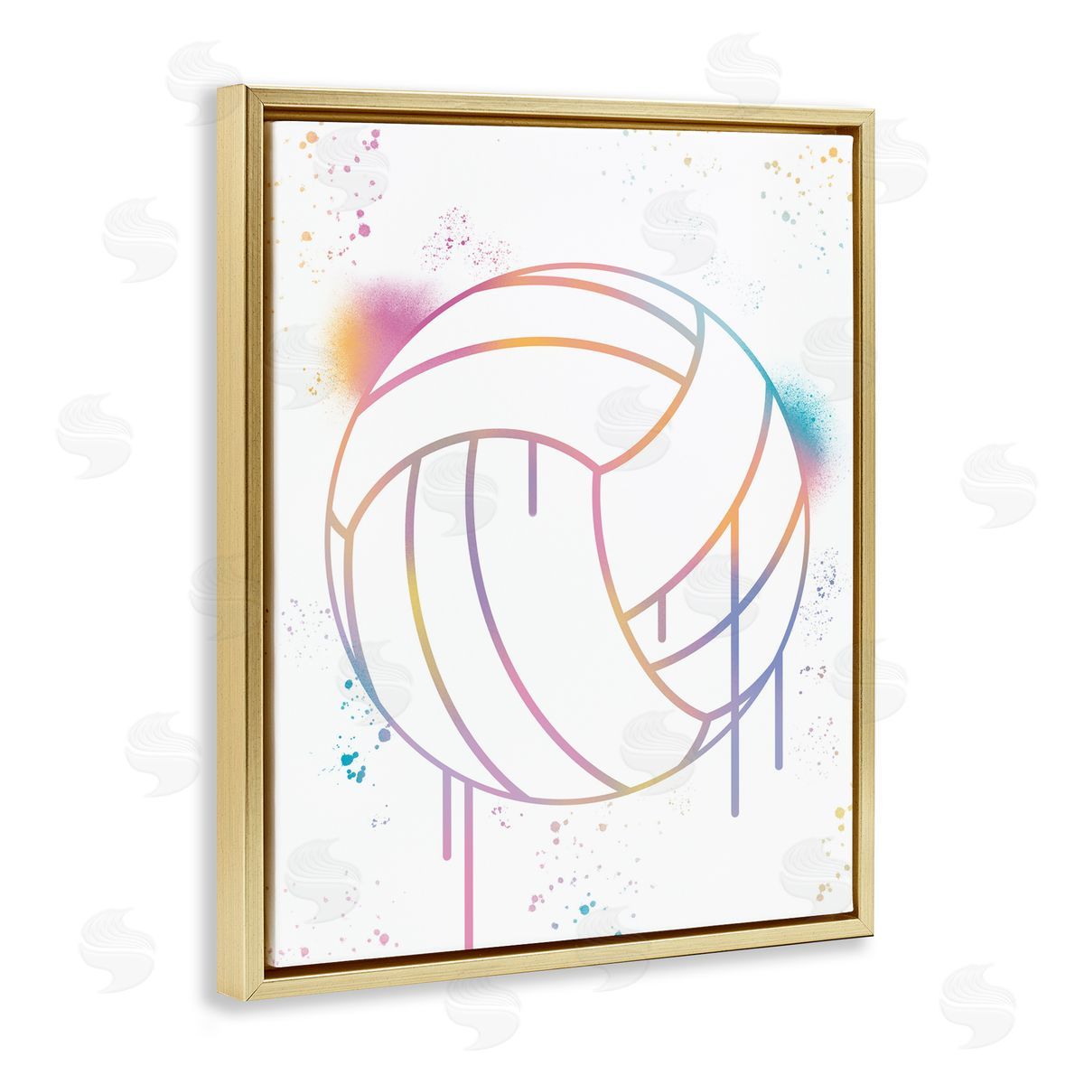 Marcus Prime Graffiti Volleyball Drip Gold Floating Frame Canvas Art Print