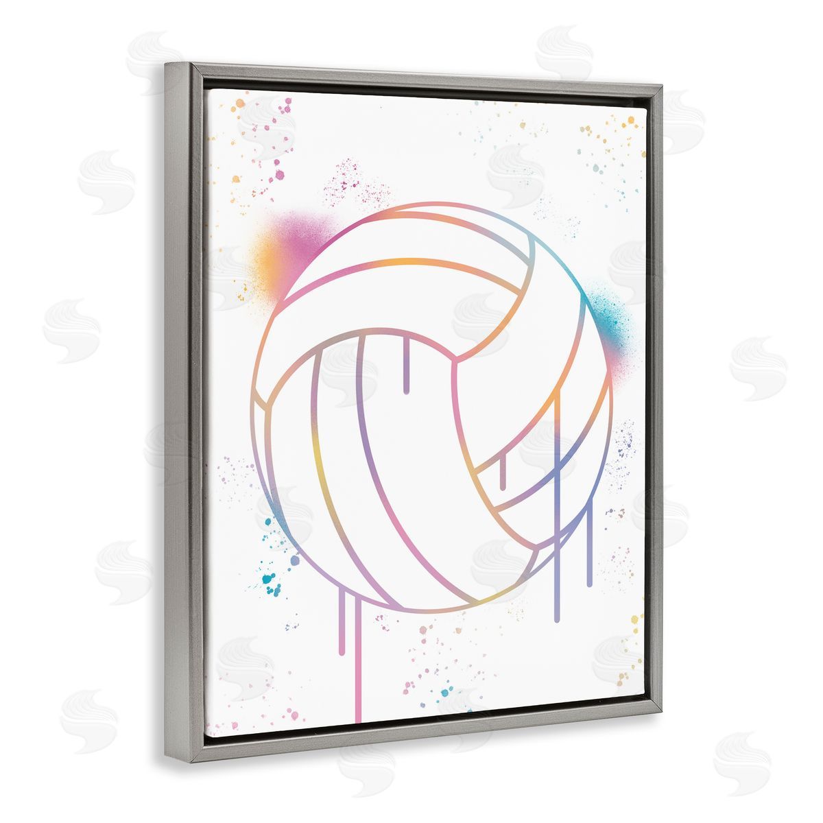 Marcus Prime Graffiti Volleyball Drip Gray Floating Frame Canvas Art Print