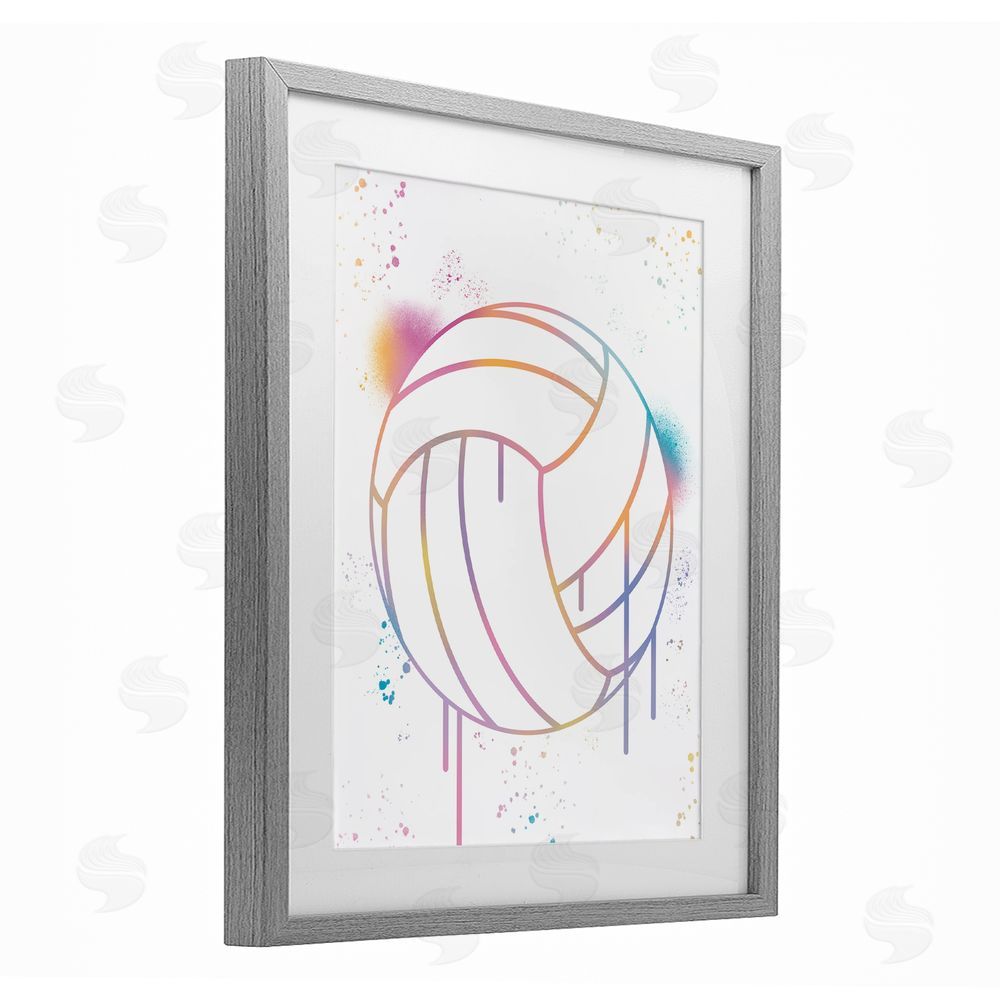 Marcus Prime Graffiti Volleyball Drip Gray Framed Print Under Glass Art