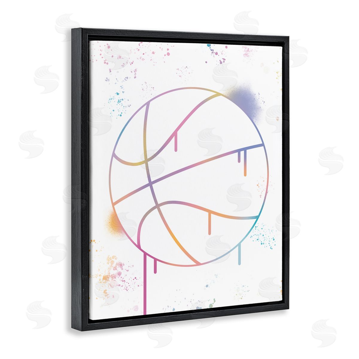 Marcus Prime Graffiti Basketball Drip Black Floating Frame Canvas Wall Art Print