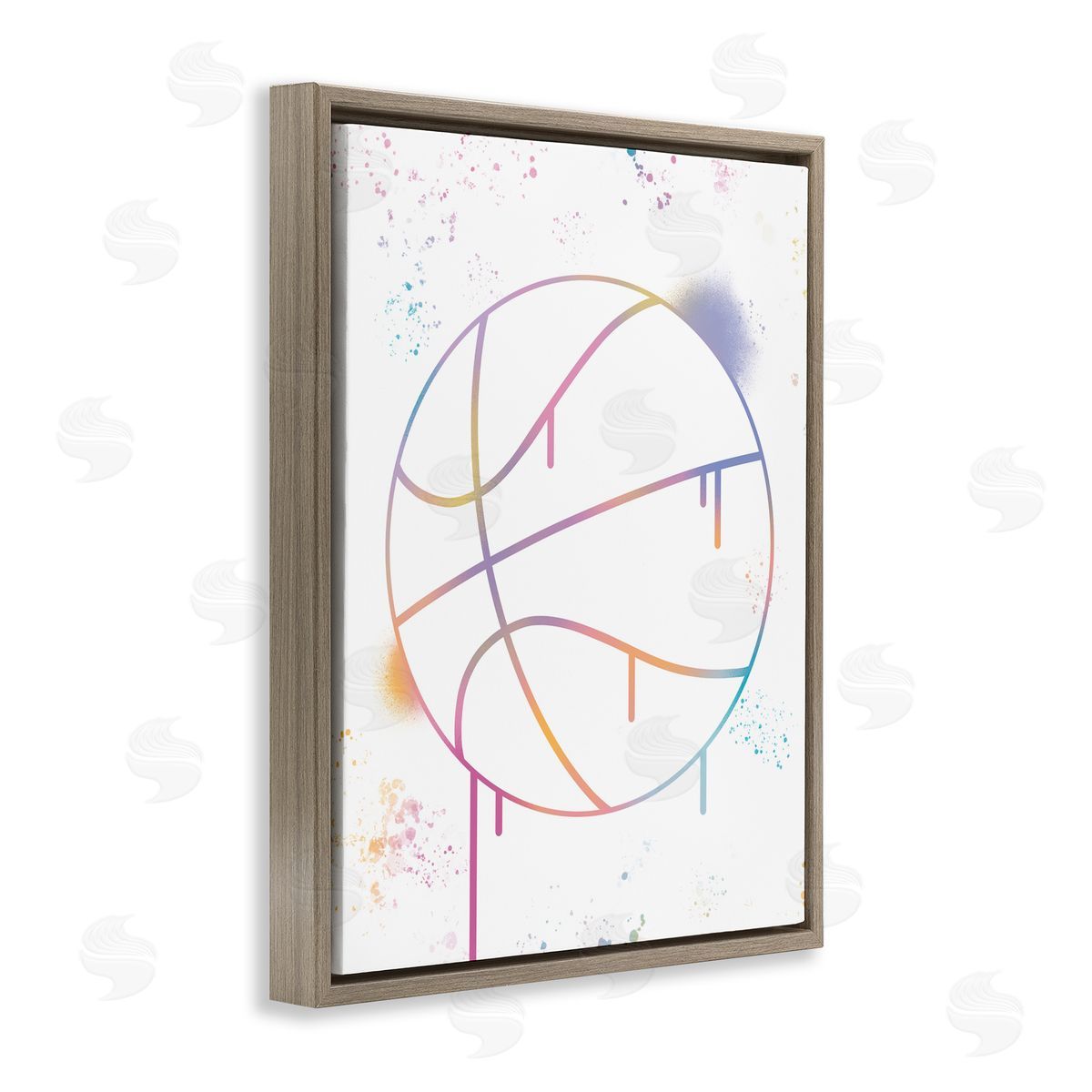 Marcus Prime Graffiti Basketball Drip Brown Floating Frame Canvas Art Print