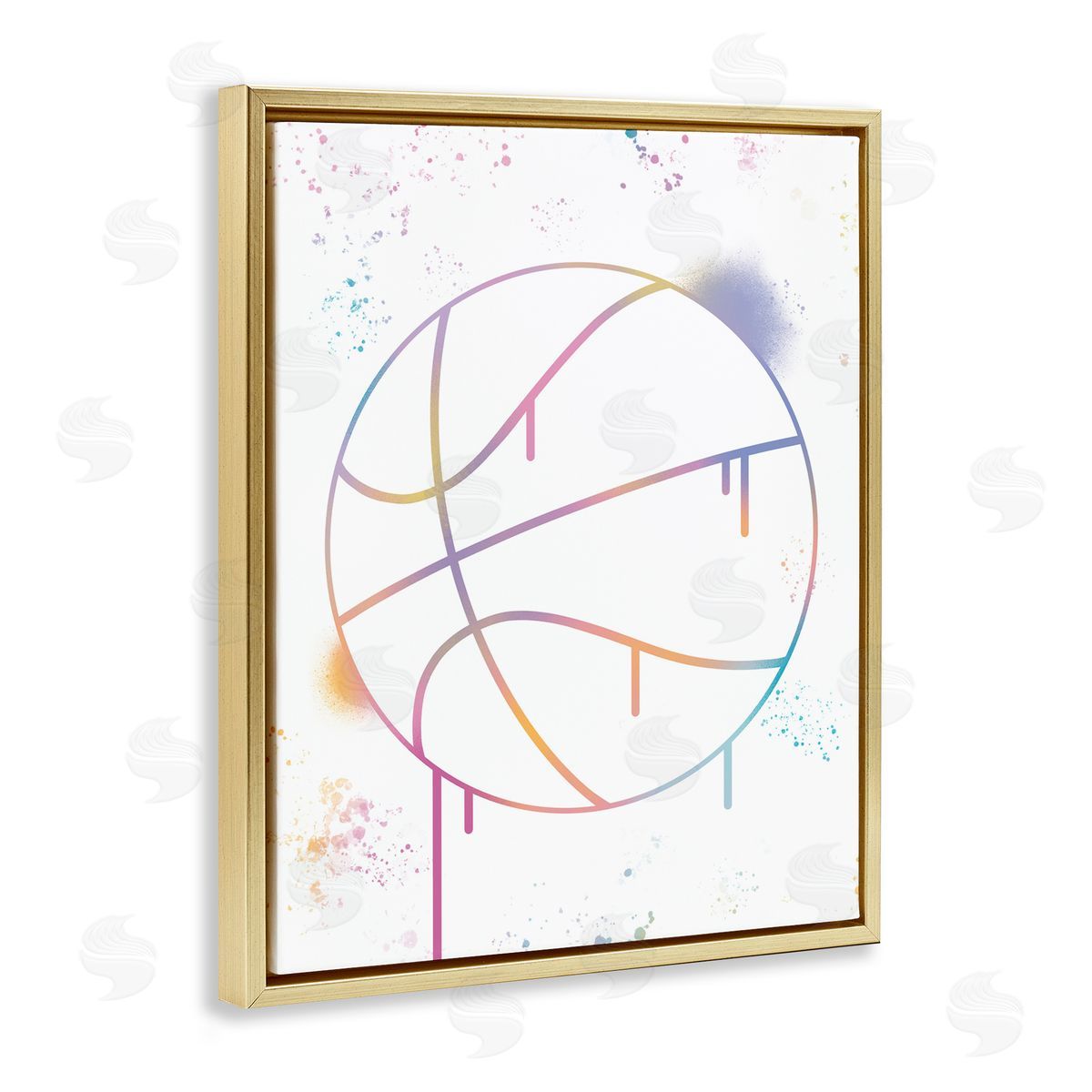Marcus Prime Graffiti Basketball Drip Gold Floating Frame Canvas Art Print