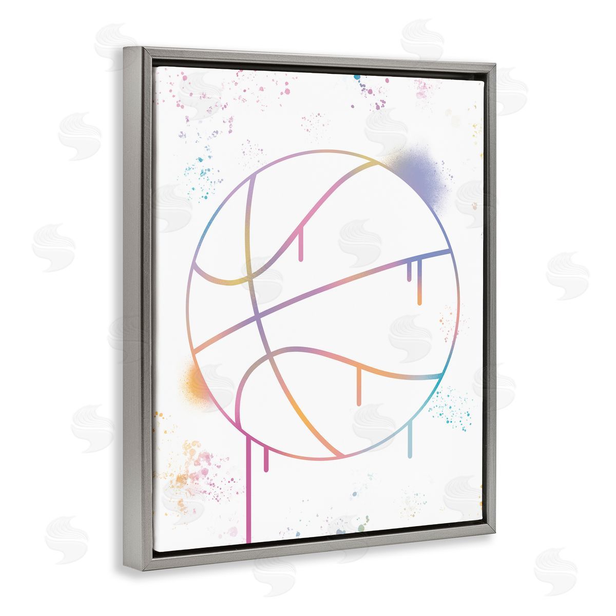 Marcus Prime Graffiti Basketball Drip Gray Floating Frame Canvas Art Print