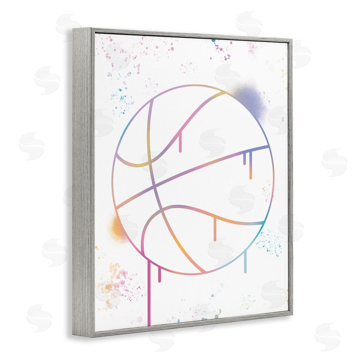 Marcus Prime Graffiti Basketball Drip Gray Framed Giclee Art Print