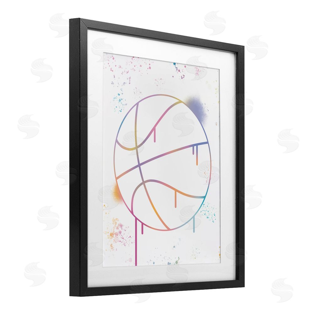 Marcus Prime Graffiti Basketball Drip Black Framed Print Under Glass Art