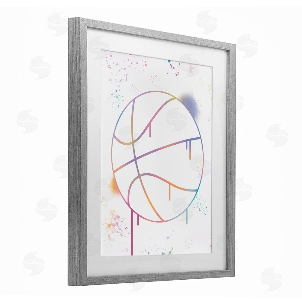 Marcus Prime Graffiti Basketball Drip Gray Framed Print Under Glass Art