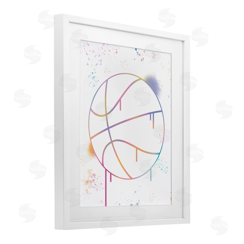 Marcus Prime Graffiti Basketball Drip White Framed Print Under Glass Art