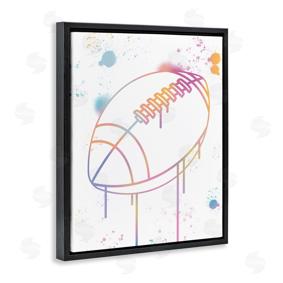 Marcus Prime Graffiti Football Drip Black Floating Frame Canvas Wall Art Print