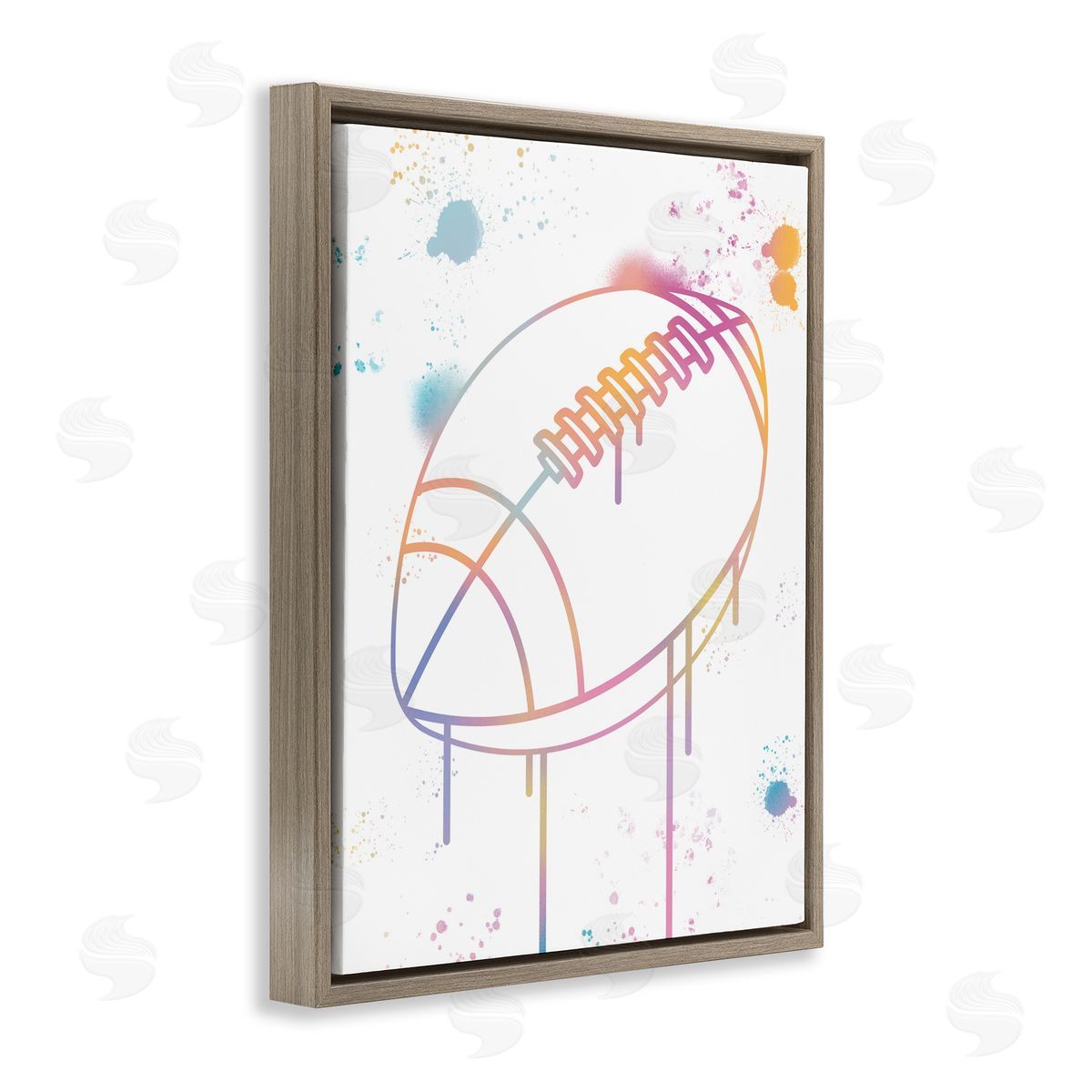 Marcus Prime Graffiti Football Drip Brown Floating Frame Canvas Art Print