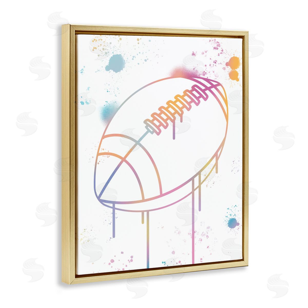 Marcus Prime Graffiti Football Drip Gold Floating Frame Canvas Art Print