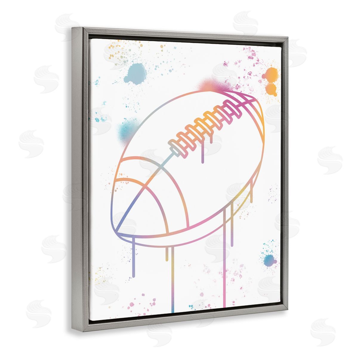Marcus Prime Graffiti Football Drip Gray Floating Frame Canvas Art Print