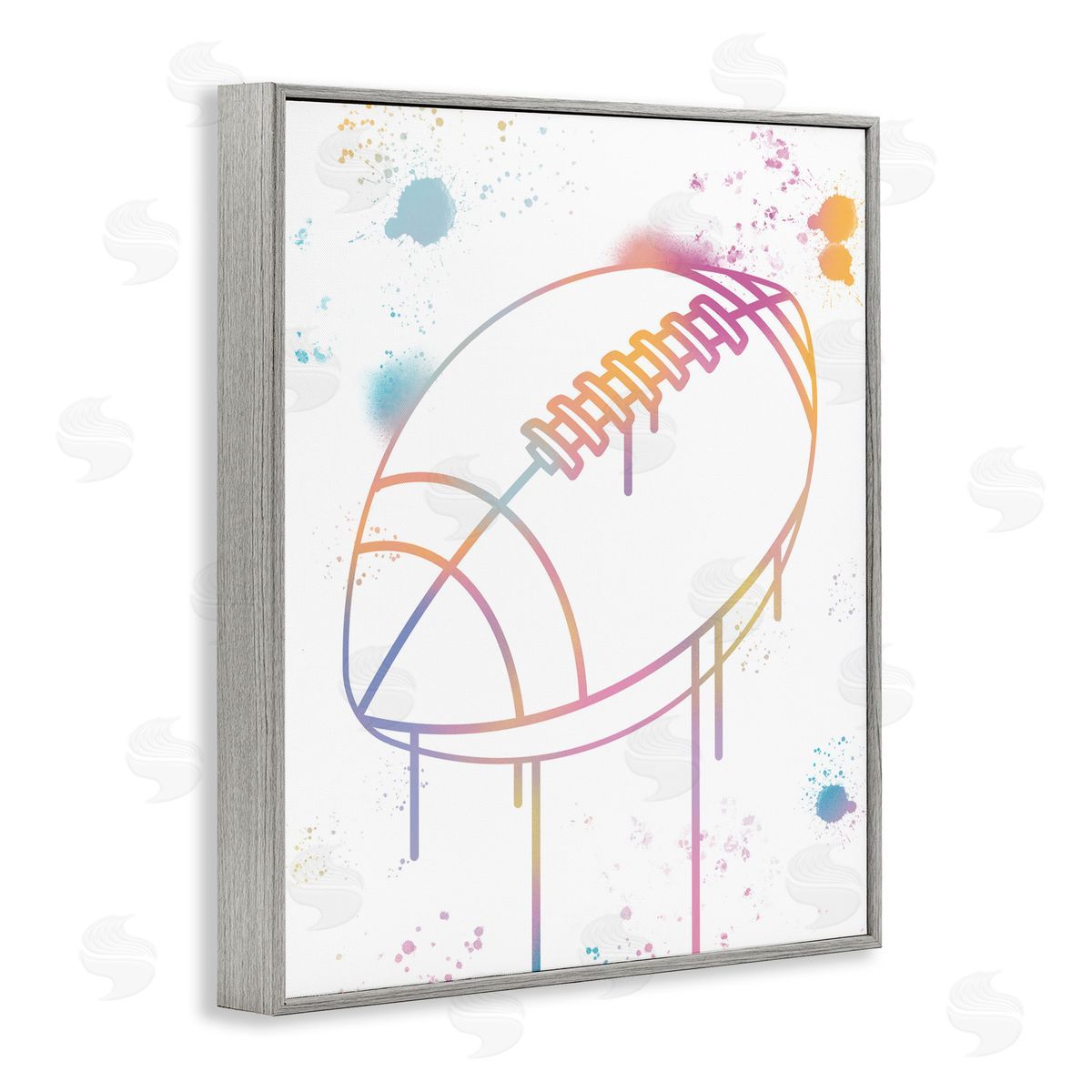 Marcus Prime Graffiti Football Drip Gray Framed Giclee Art Print