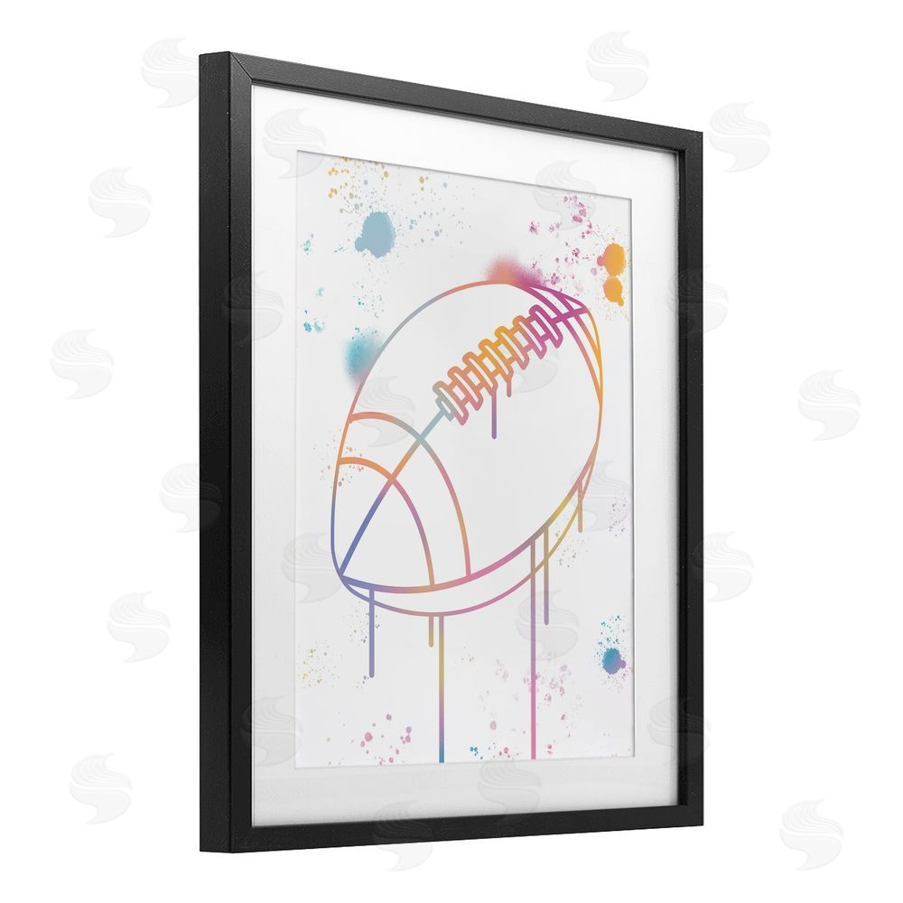 Marcus Prime Graffiti Football Drip Black Framed Print Under Glass Art