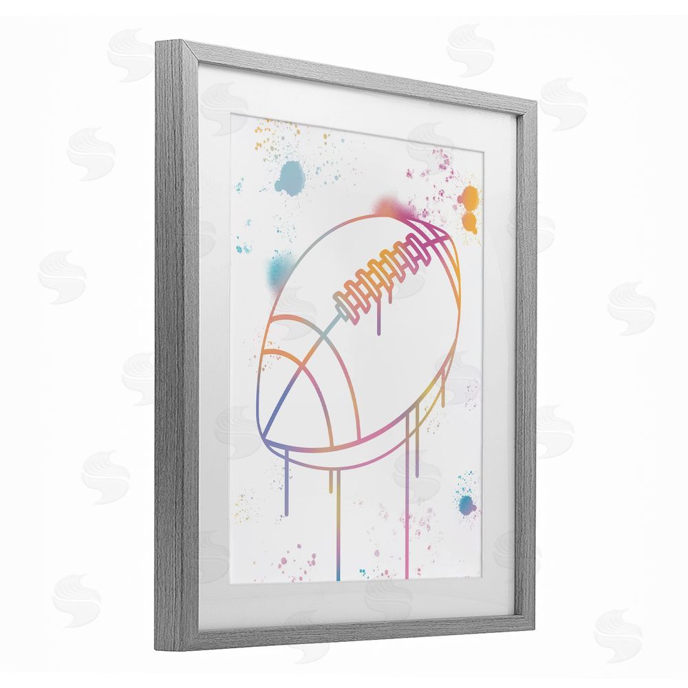 Marcus Prime Graffiti Football Drip Gray Framed Print Under Glass Art