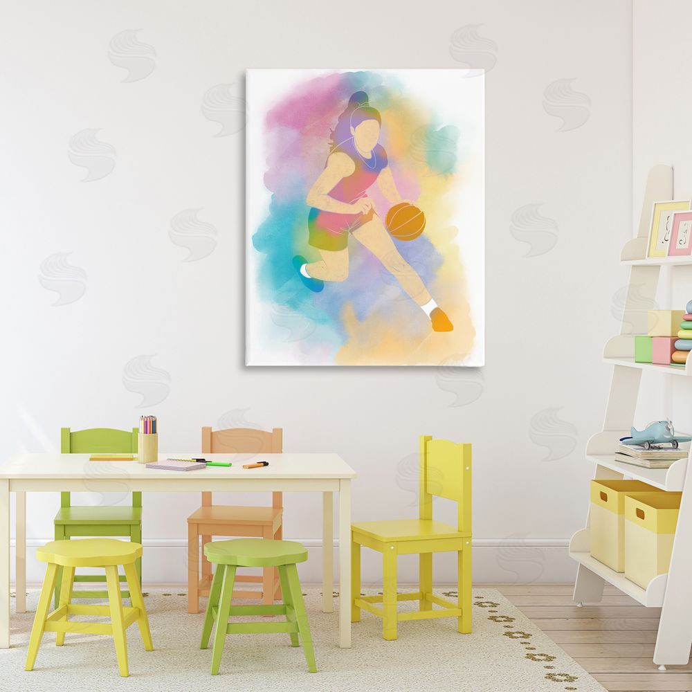 Marcus Prime Colorful Sports Basketball Printed Wall Art in Room