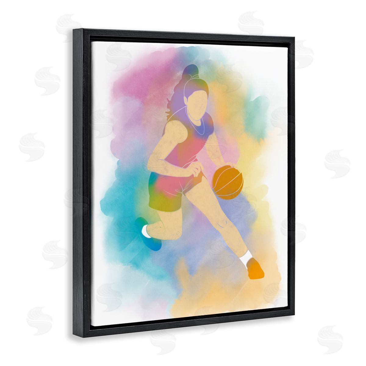 Marcus Prime Colorful Sports Basketball Black Floating Frame Canvas Wall Art Print