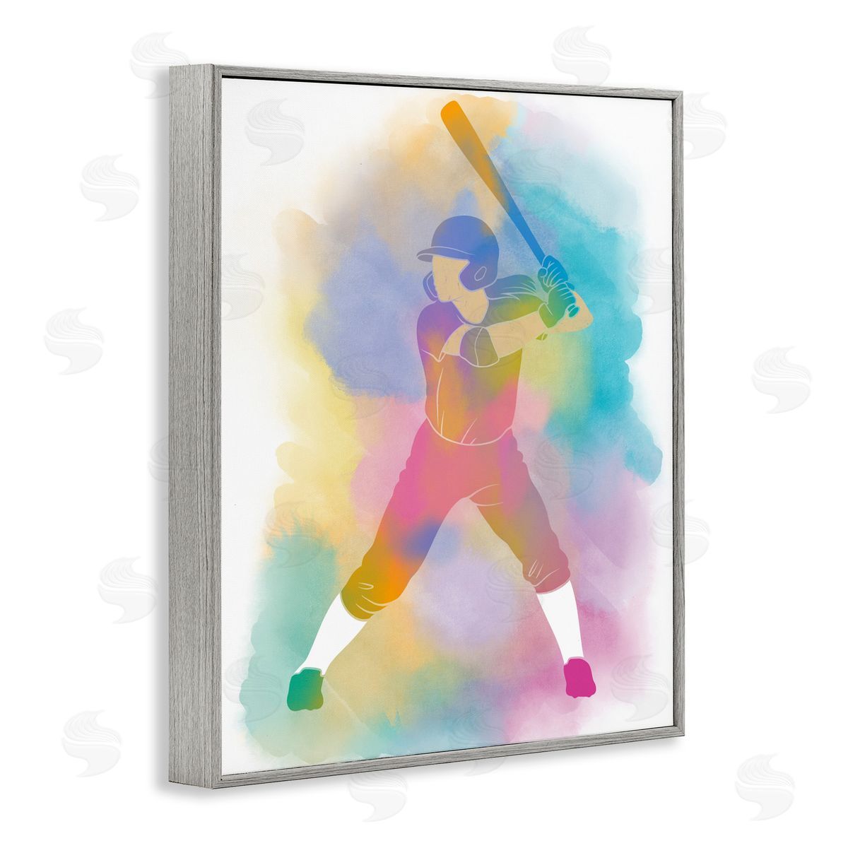 Marcus Prime Colorful Sports Baseball Gray Framed Giclee Art Print