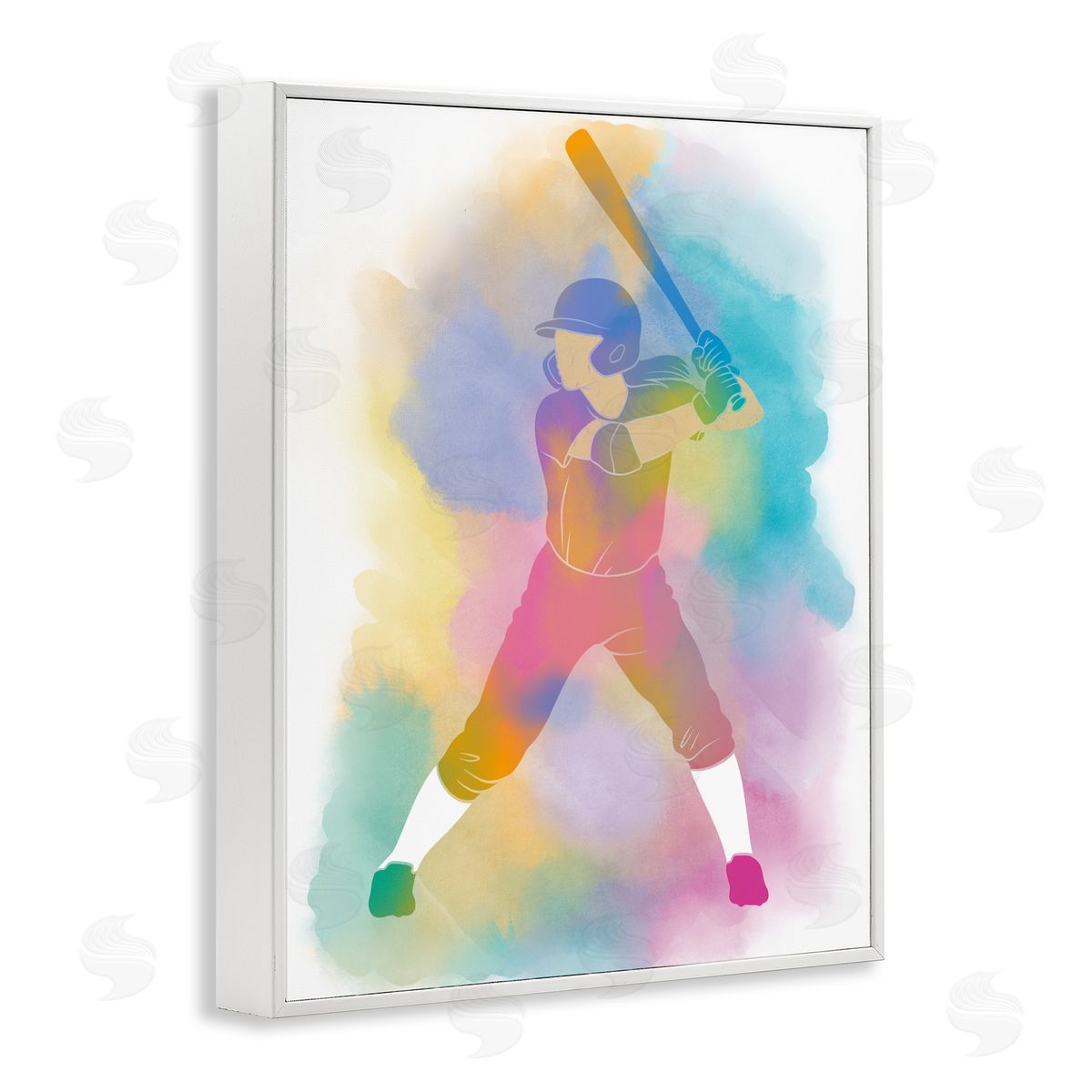 Marcus Prime Colorful Sports Baseball White Frame Giclee Art Print