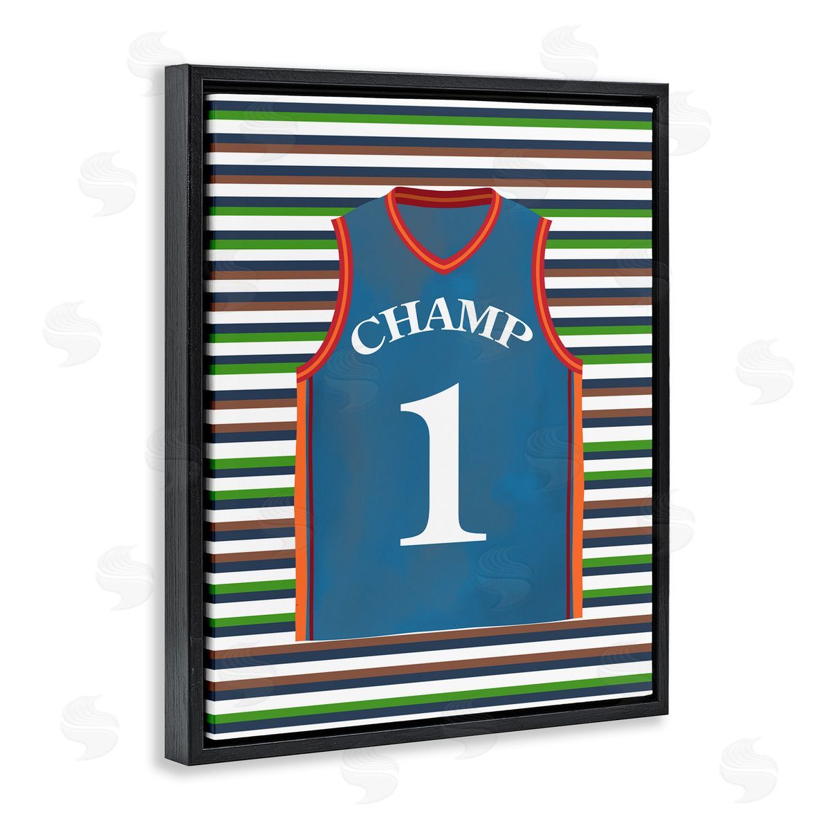 Marcus Prime Stripes And Sports Jersey Black Floating Frame Canvas Wall Art Print