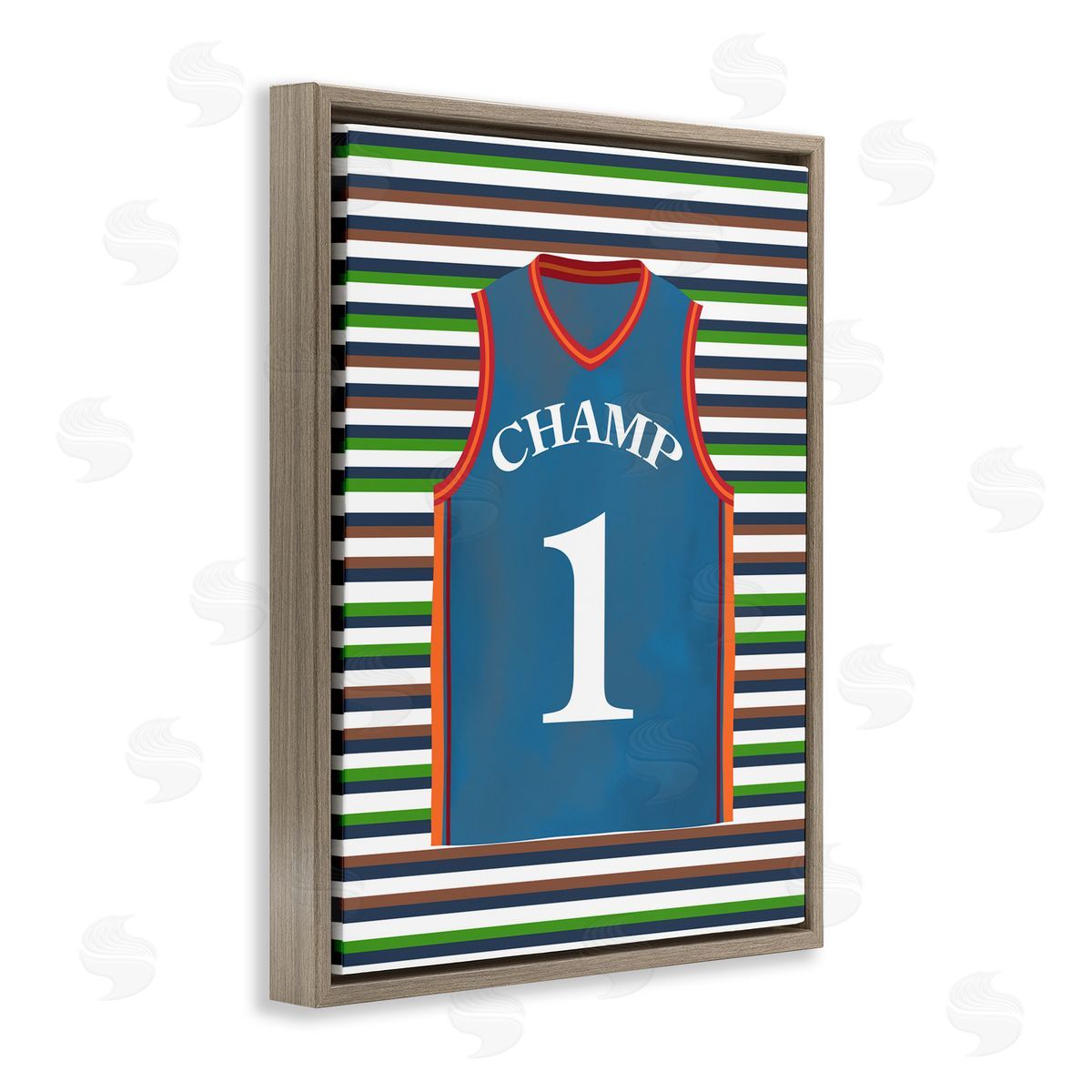 Marcus Prime Stripes And Sports Jersey Brown Floating Frame Canvas Art Print