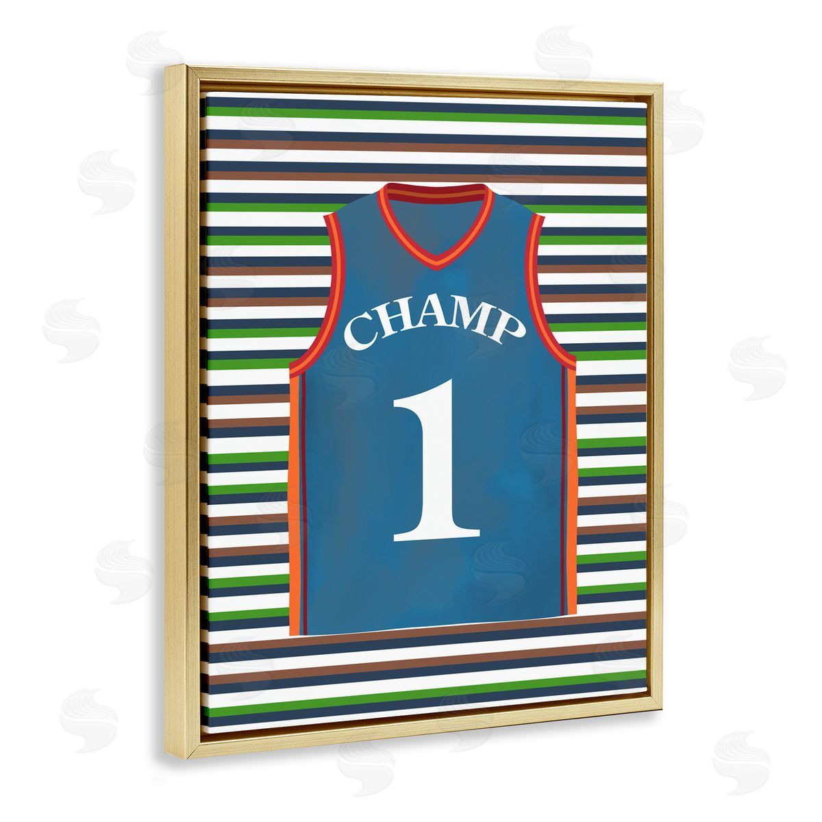 Marcus Prime Stripes And Sports Jersey Gold Floating Frame Canvas Art Print