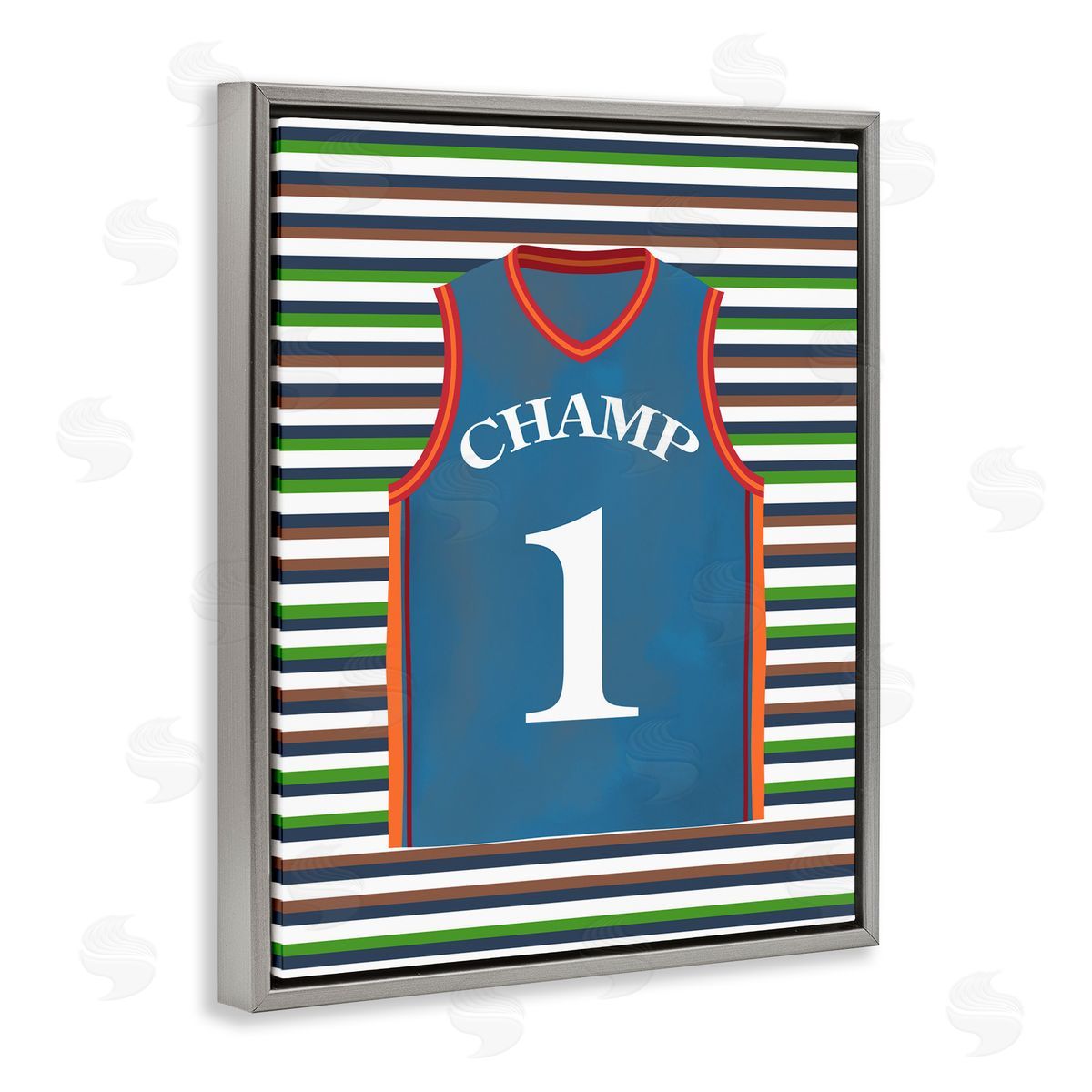 Marcus Prime Stripes And Sports Jersey Gray Floating Frame Canvas Art Print