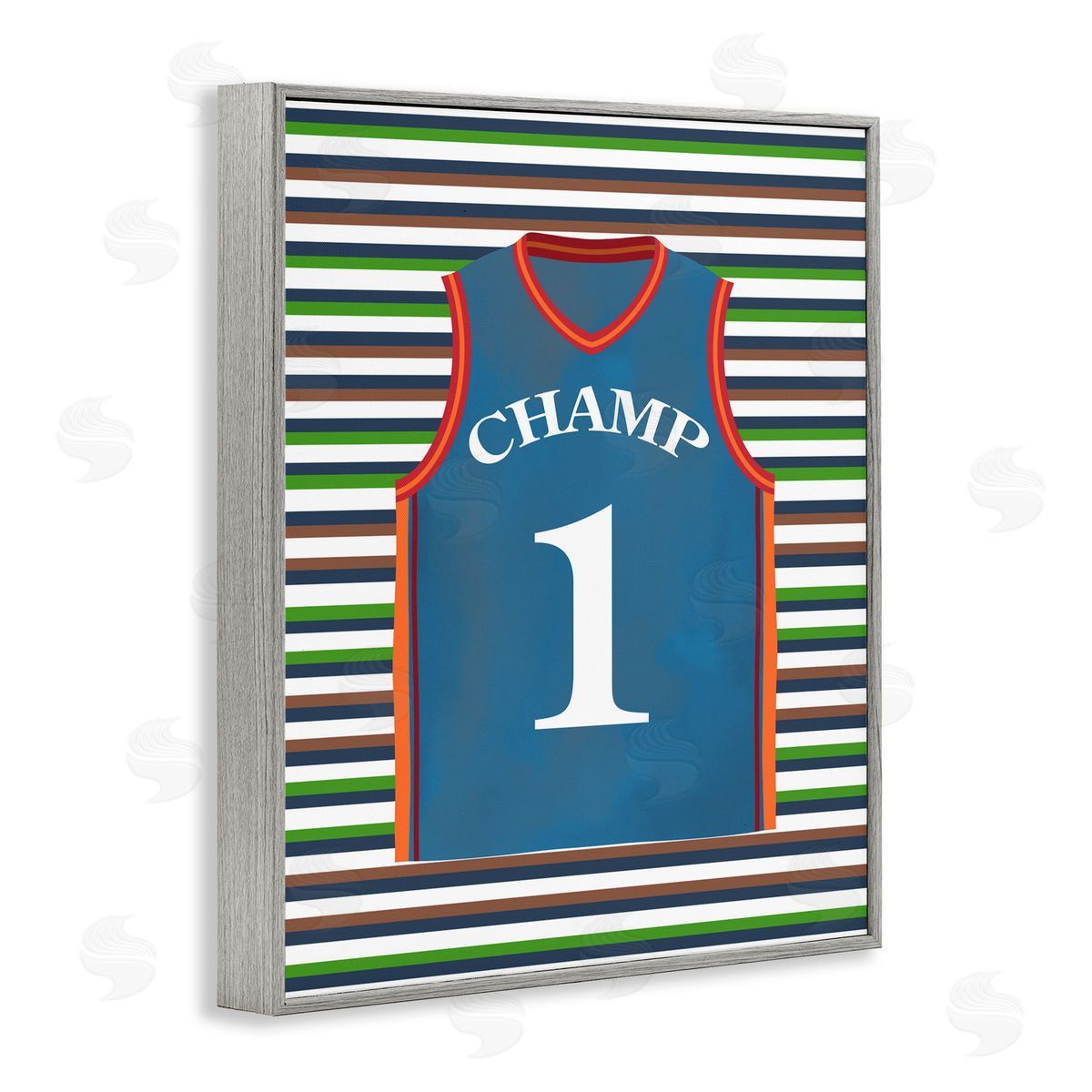 Marcus Prime Stripes And Sports Jersey Gray Framed Giclee Art Print