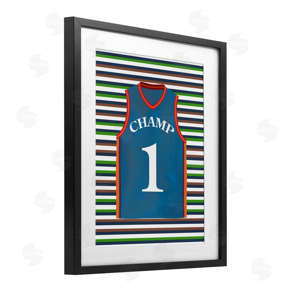 Marcus Prime Stripes And Sports Jersey Black Framed Print Under Glass Art