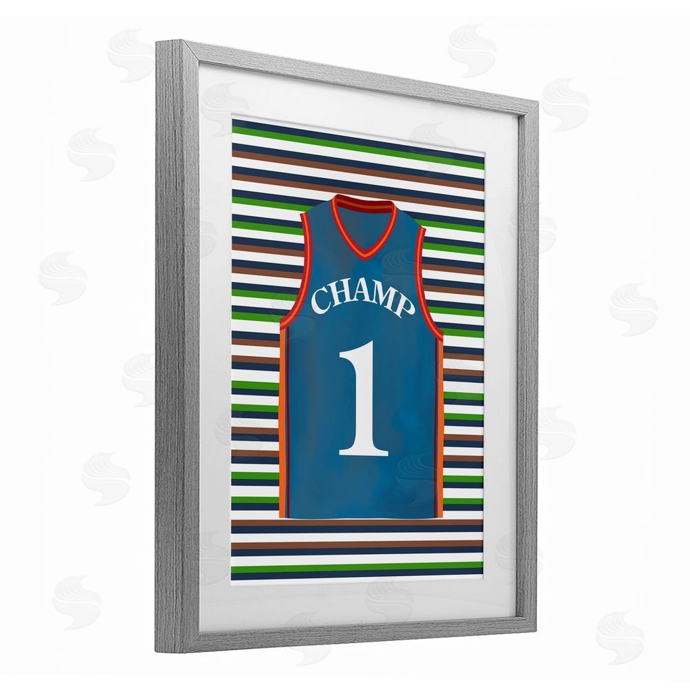 Marcus Prime Stripes And Sports Jersey Gray Framed Print Under Glass Art