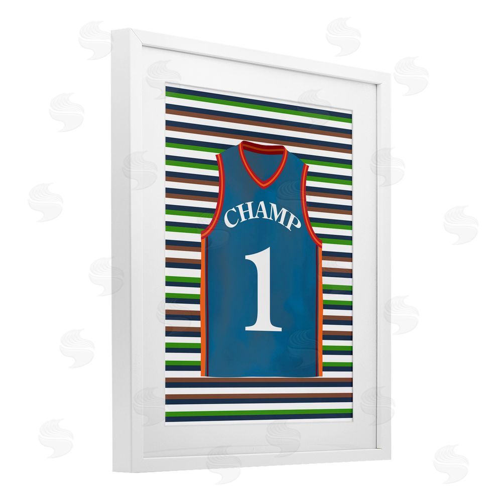 Marcus Prime Stripes And Sports Jersey White Framed Print Under Glass Art