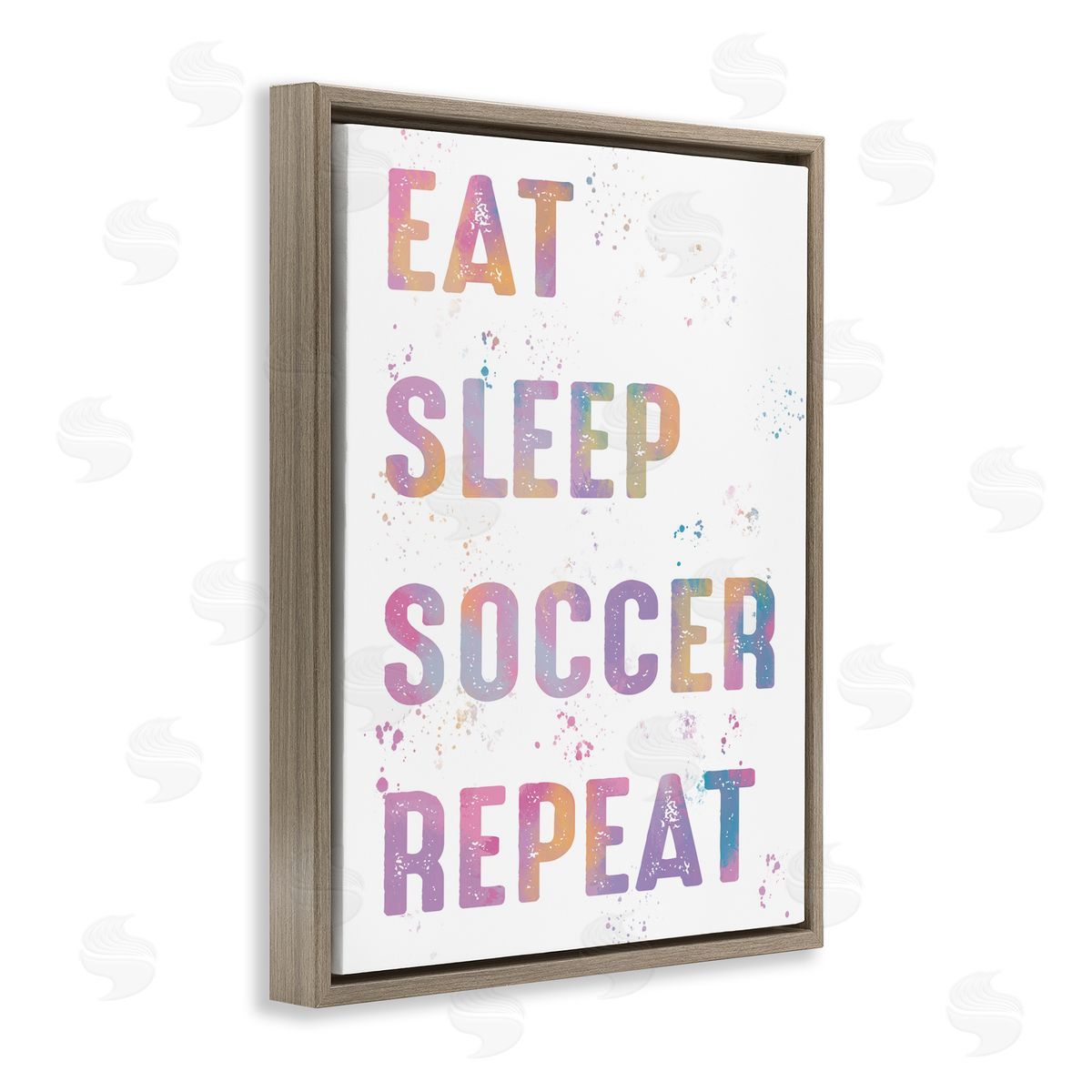 Marcus Prime Eat Sleep Soccer Life Pastel Brown Floating Frame Canvas Art Print
