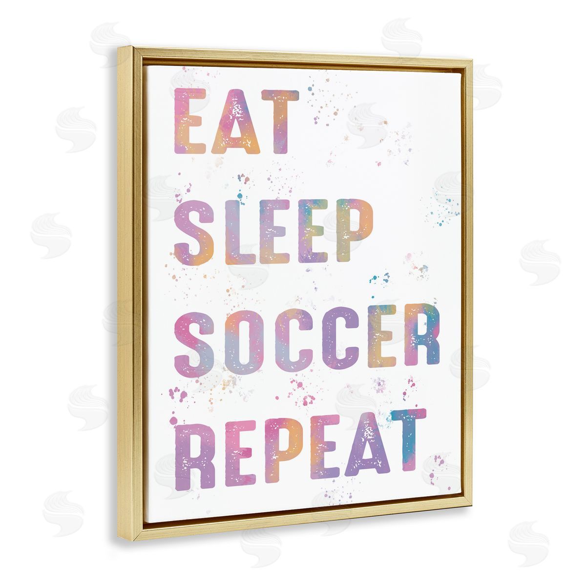 Marcus Prime Eat Sleep Soccer Life Pastel Gold Floating Frame Canvas Art Print