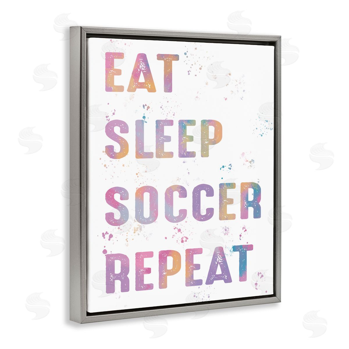 Marcus Prime Eat Sleep Soccer Life Pastel Gray Floating Frame Canvas Art Print
