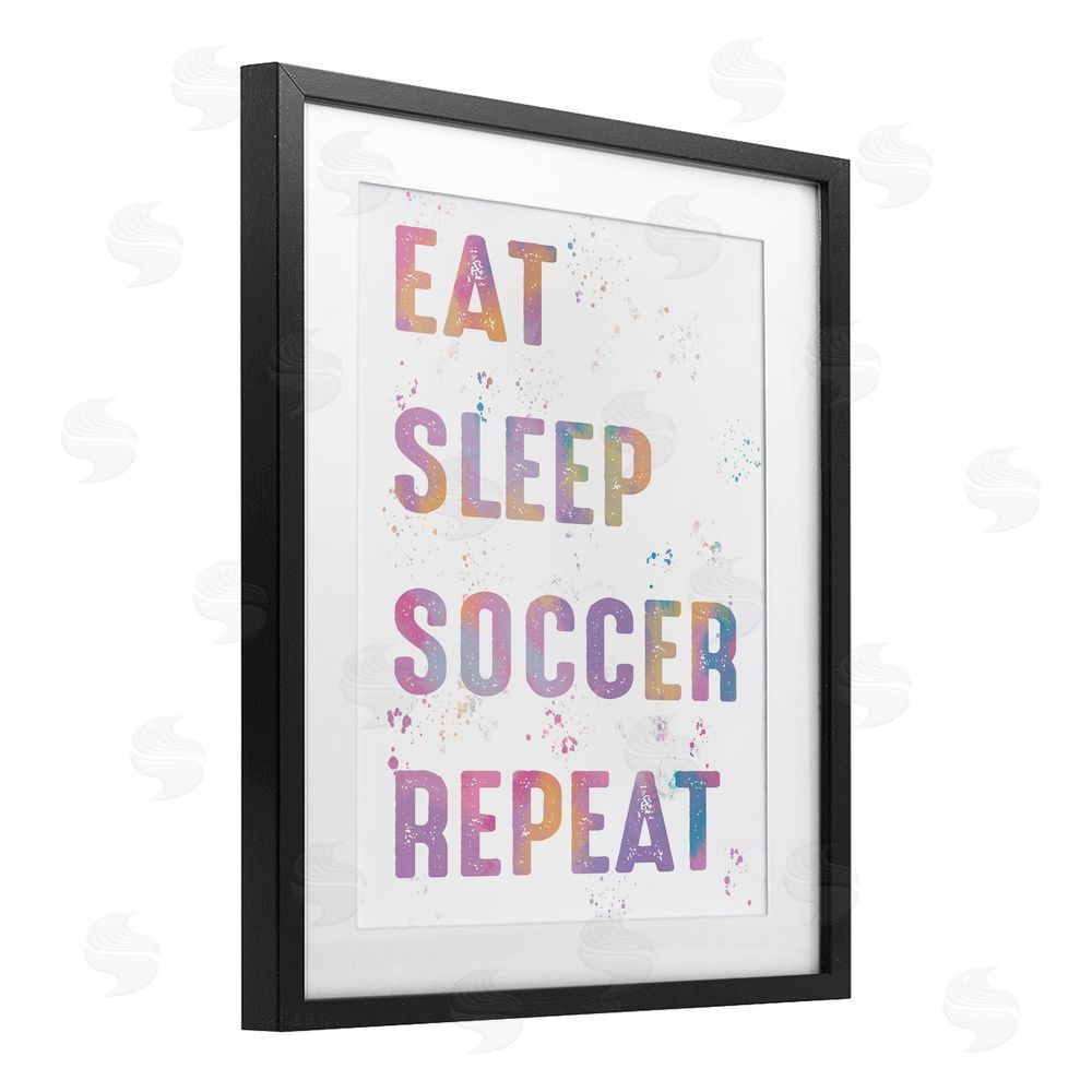 Marcus Prime Eat Sleep Soccer Life Pastel Black Framed Print Under Glass Art