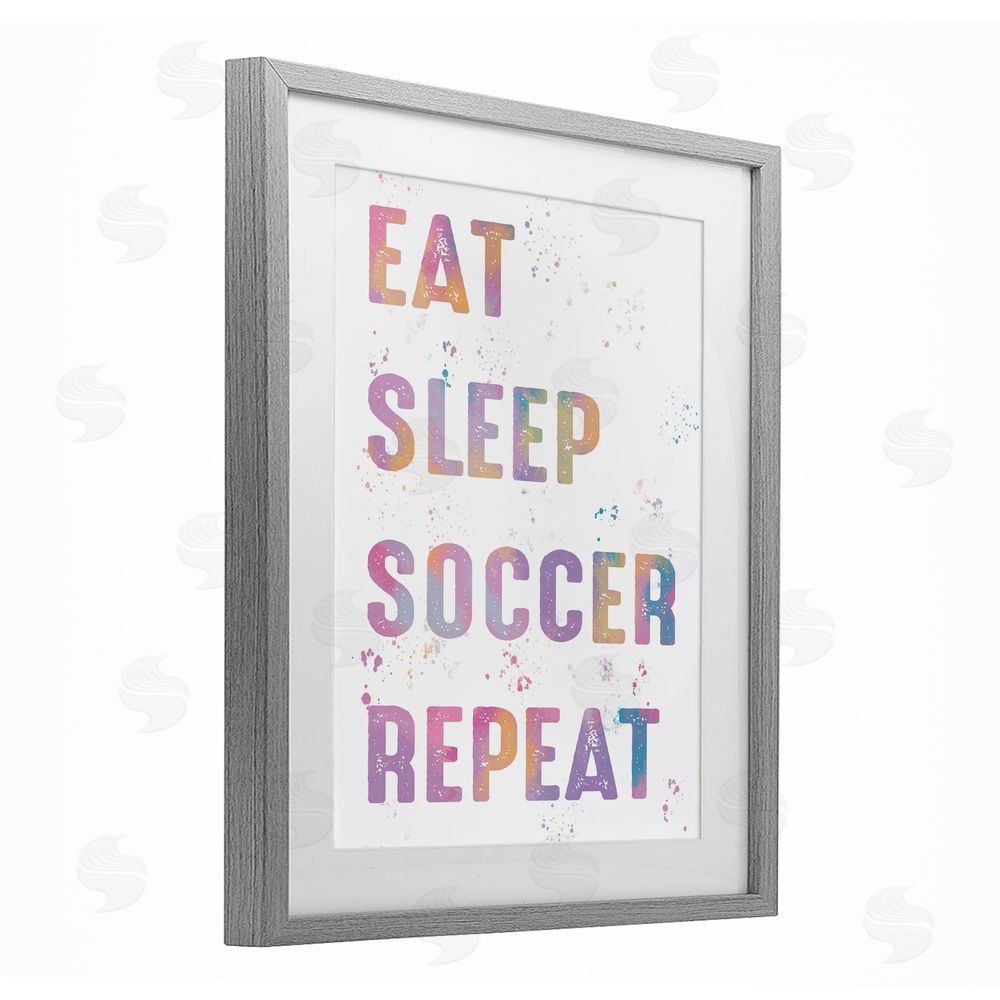 Marcus Prime Eat Sleep Soccer Life Pastel Gray Framed Print Under Glass Art