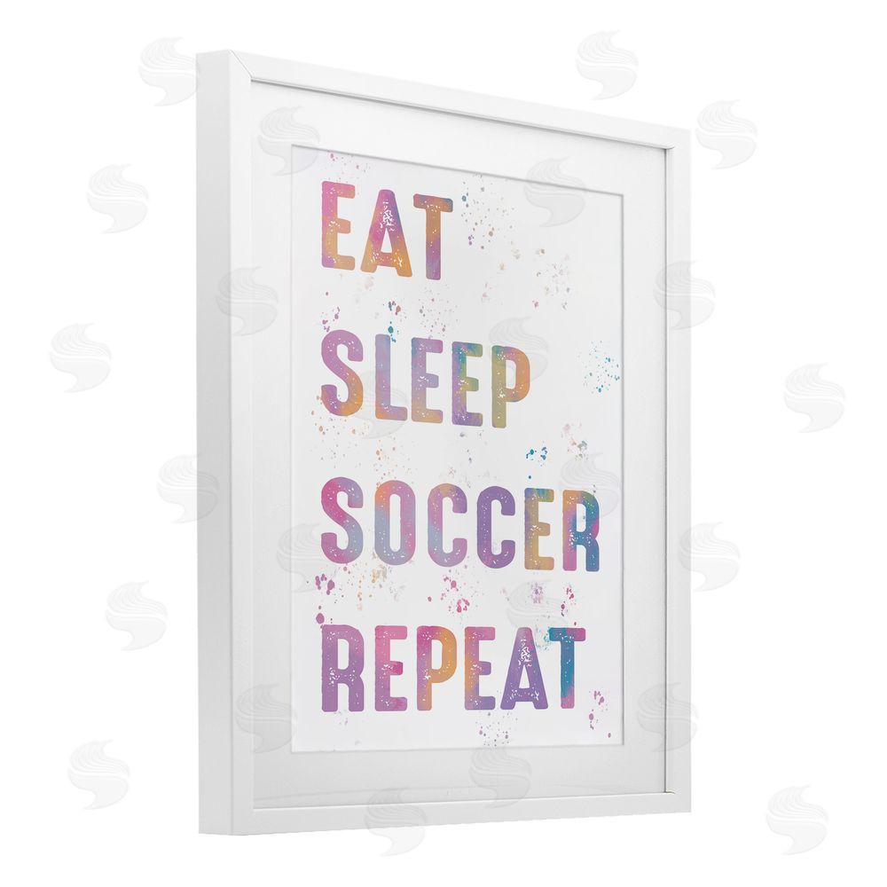Marcus Prime Eat Sleep Soccer Life Pastel White Framed Print Under Glass Art