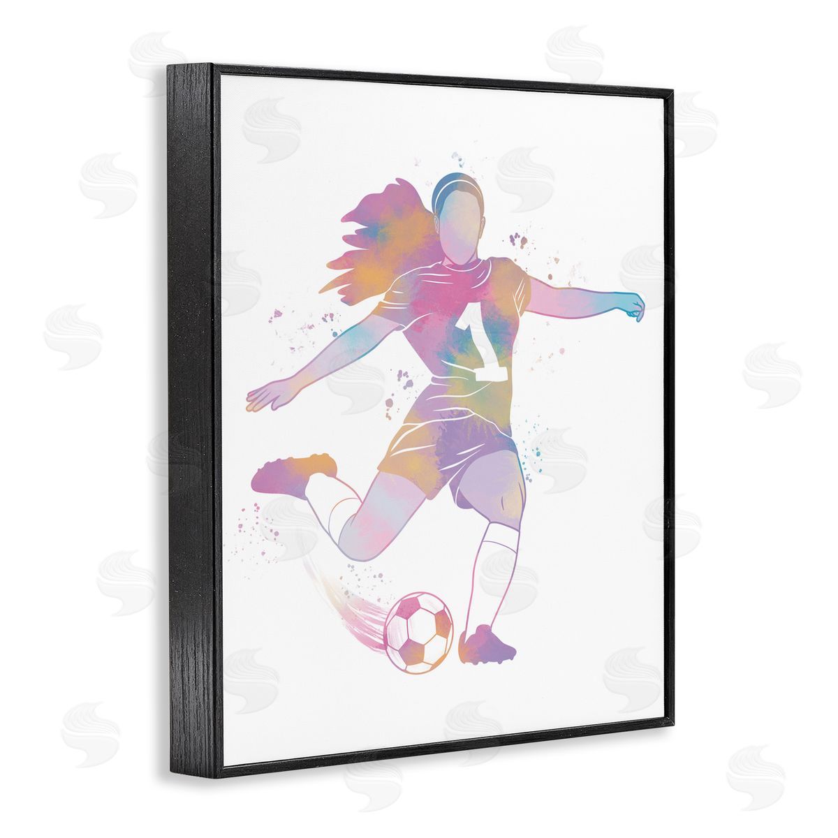 Marcus Prime Woman Athlete Pastel Soccer Black Framed Giclee Art Print