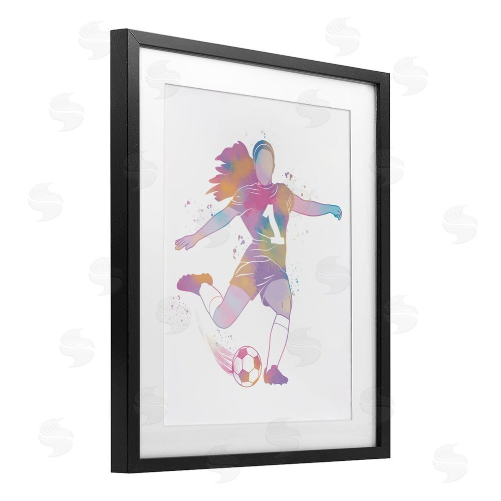 Marcus Prime Woman Athlete Pastel Soccer Black Framed Print Under Glass Art