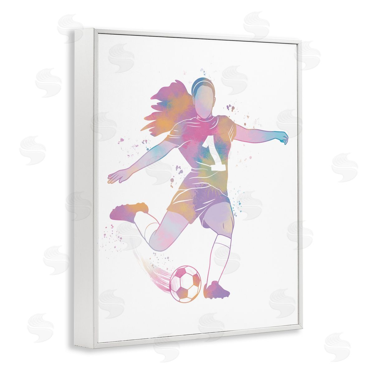 Marcus Prime Woman Athlete Pastel Soccer White Frame Giclee Art Print