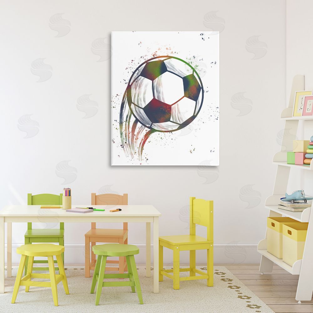 Marcus Prime Splatter Soccer Ball Printed Wall Art in Room