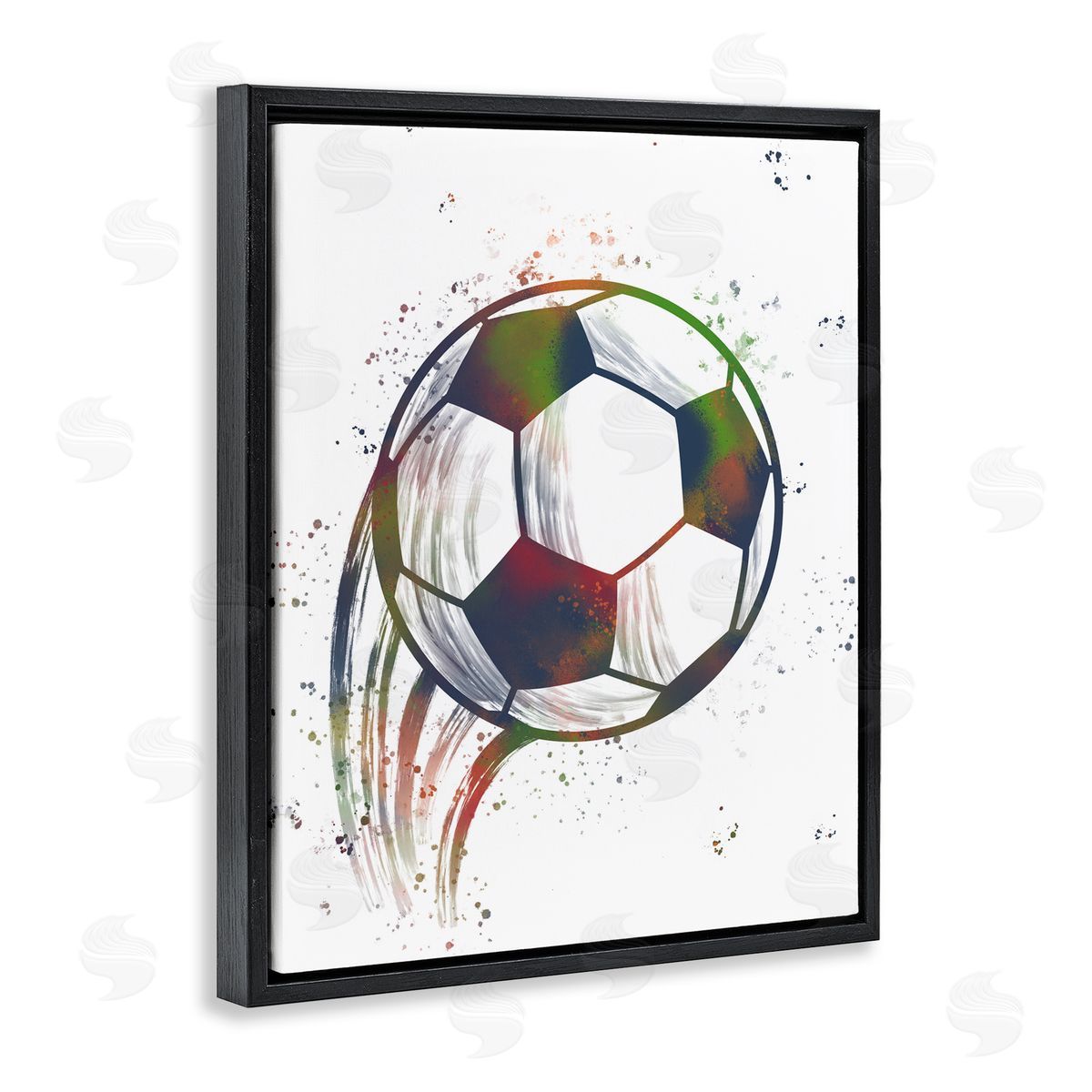 Marcus Prime Splatter Soccer Ball Black Floating Frame Canvas Wall Art Print