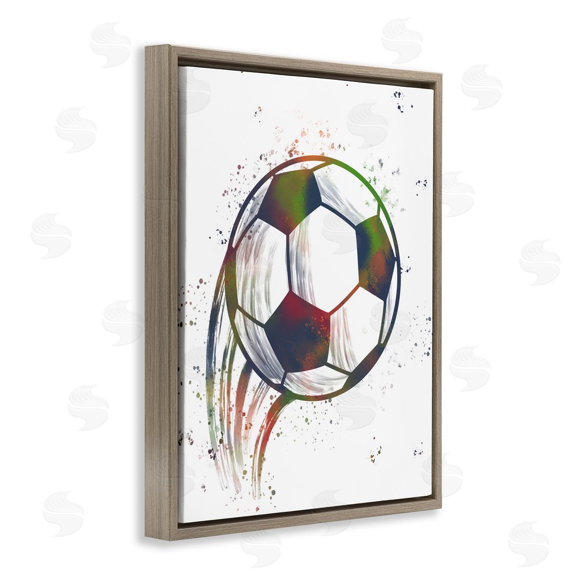 Marcus Prime Splatter Soccer Ball Brown Floating Frame Canvas Art Print