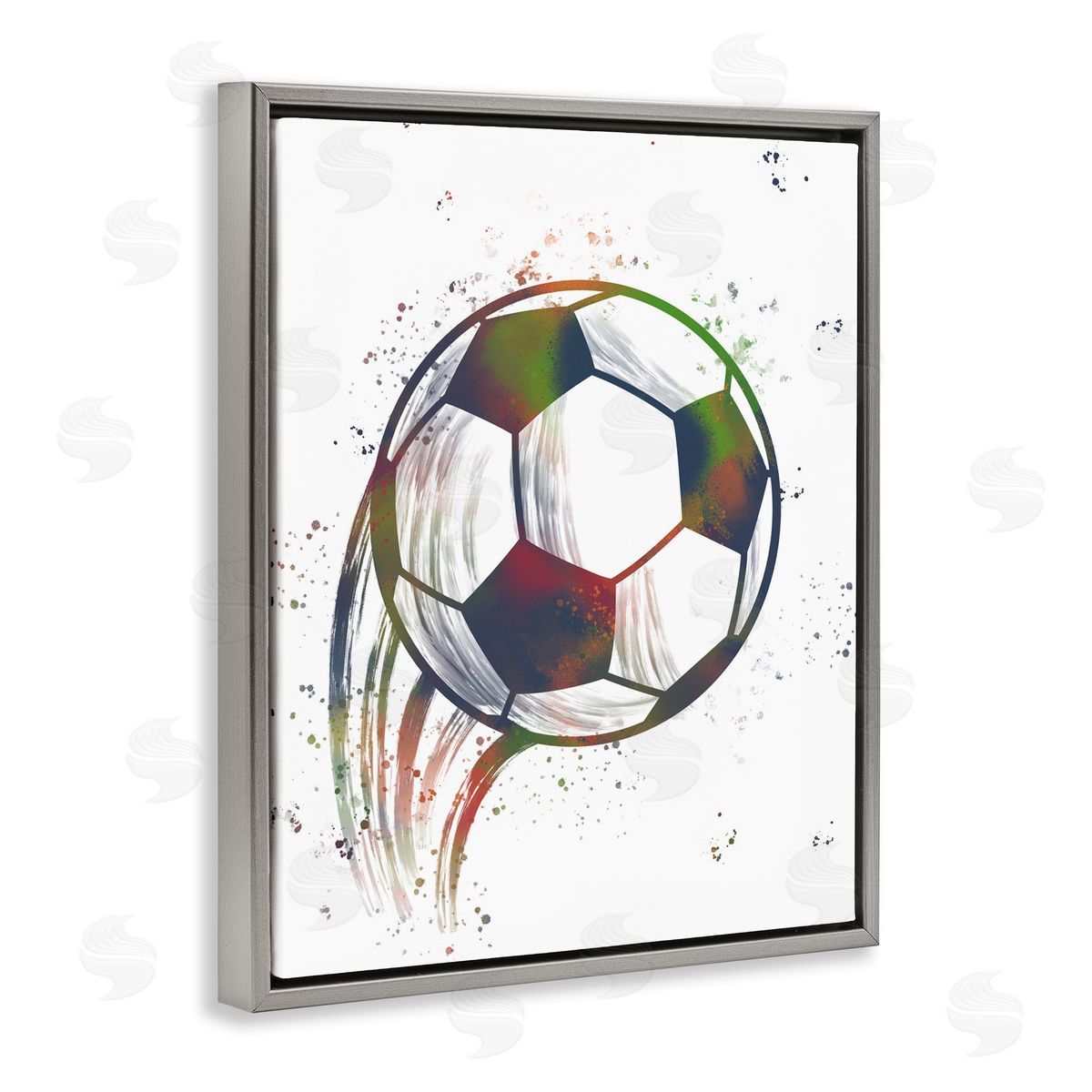 Marcus Prime Splatter Soccer Ball Gray Floating Frame Canvas Art Print