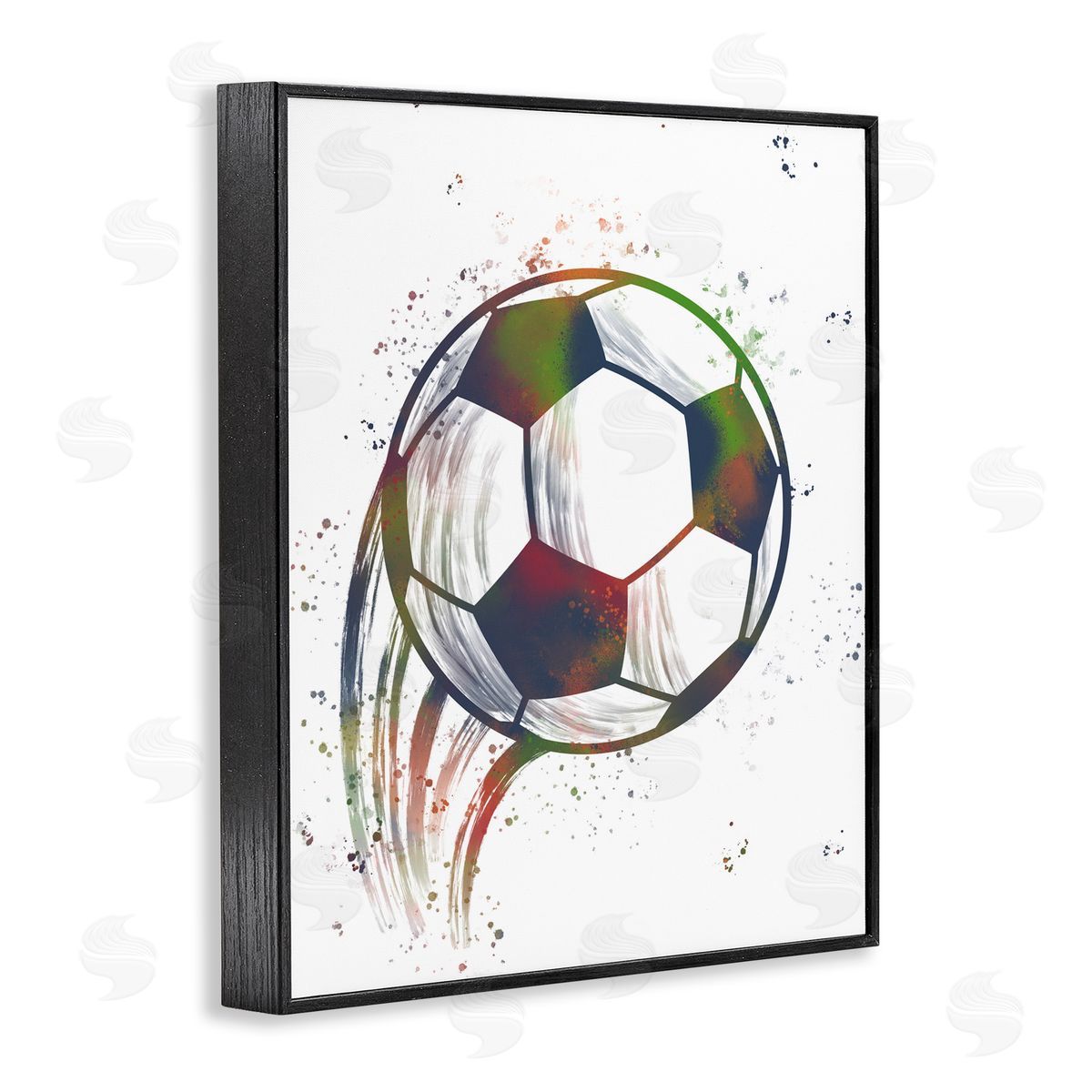 Marcus Prime Splatter Soccer Ball Black Framed Giclee Art Print