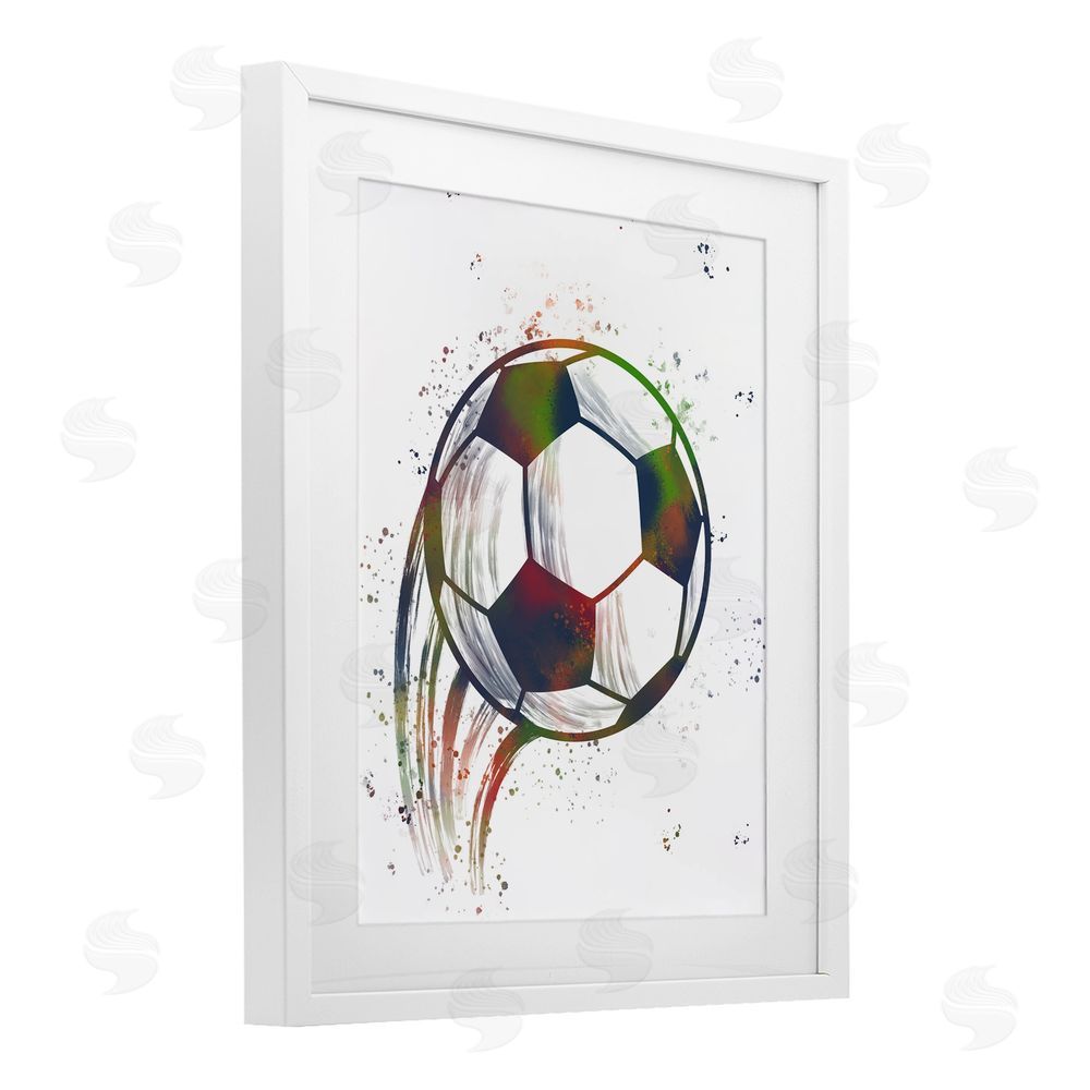 Marcus Prime Splatter Soccer Ball White Framed Print Under Glass Art