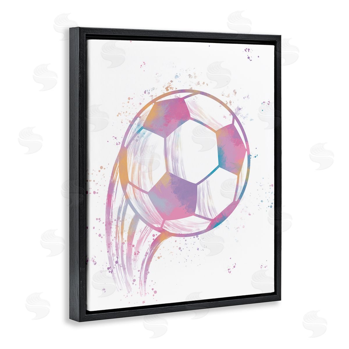 Marcus Prime Fast Pastel Soccer Ball Black Floating Frame Canvas Wall Art Print